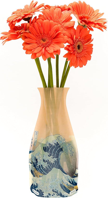 MODGY Expandable Flower Vase - Decorative Plastic Vases for Centerpieces, Dining Table Decor, The Great Wave