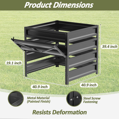 Trellume Compost Bin Outdoor - 285 Gallon Composter with Rust-Proof Coating, Painted Finish, Large Compost Bin for Producing Fertilizer from Kitchen Waste and Fallen Leaves（Metal）