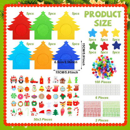 HunnmingRe 30 Sets Christmas DIY Picture Frames Craft Set Felt Picture Frame Ornaments DIY Christmas Tree Decor Felt Photo Frame Crafts Arts and Crafts for Xmas Party Supplies Home Decorations