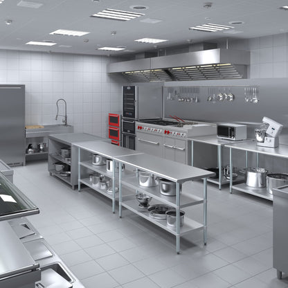 Stainless Steel Table with 2 Shelves + Optional Casters | Choose from 43 Sizes | NSF Metal Work Table for Kitchen Prep Utility | Commercial and Residential Applications