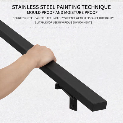 6FT Matte Black Handrails Kit for Indoor Outdoor Stairs，Modern Aluminum Handrail Set,2" X1" Grab bar,Adjustable 304 Stainless Steel Brackets Included，Rust Free