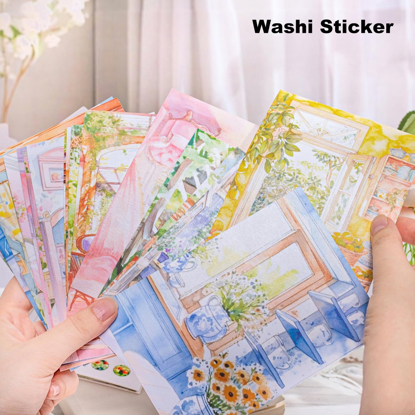 AuriicLeaf Cozy Interior Scene Washi Stickers, 60PCS Vintage Home Aesthetic Stickers for Scrapbooking Journaling Crafting Planner