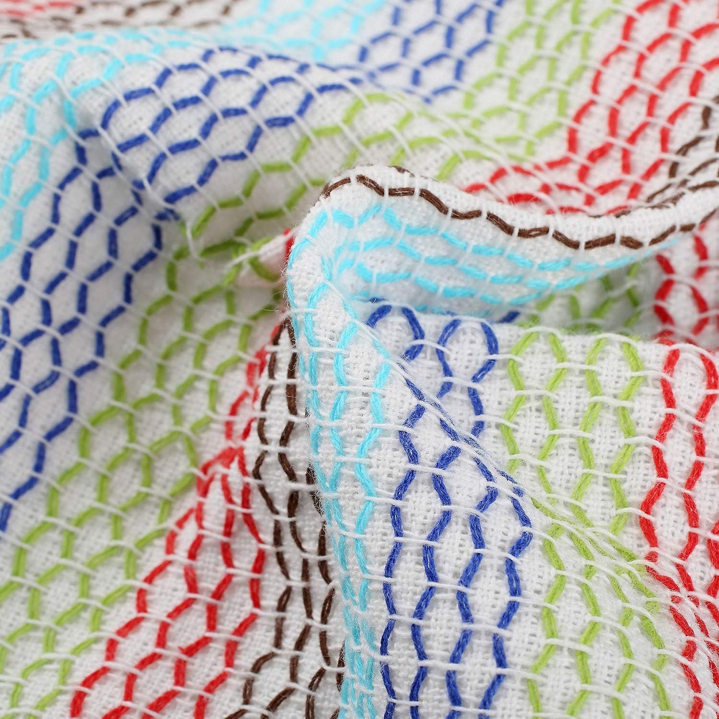 Kitchen Dish Cloths 100% Cotton Tea Towels, Soft and Absorbent, Machine Washable Set of 8 Multi Colors