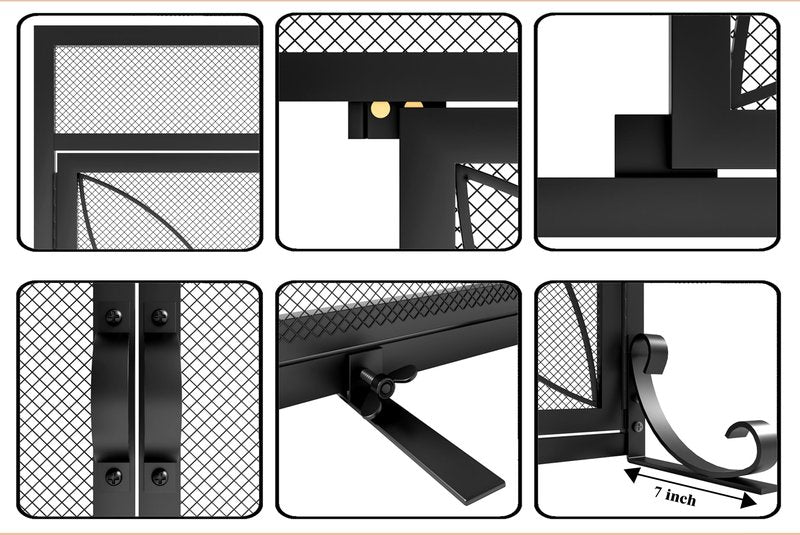 Fire Beauty Fireplace Screen with Magnetic Doors,Large Metal Fire Place Screen for Home,Spark Guard,Metal Furnace Fireguards,Baby Safe Spark Guard Protector,Black