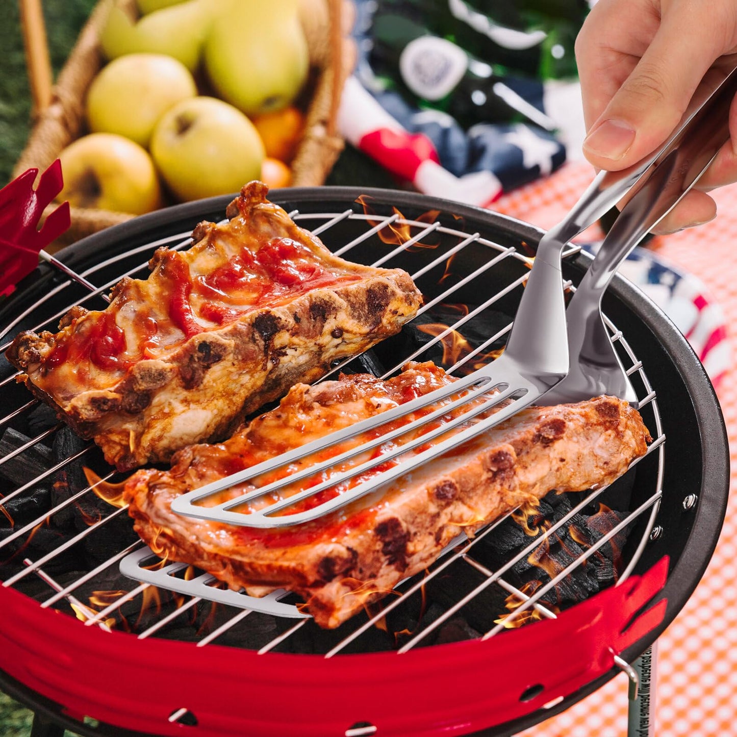 Stainless Steel Spatula Tongs for Cooking Fish Gripper Handy Pizza Clip Slotted Double Spatula Grill Tongs Metal s for Kitchen Use Fish
