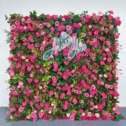 YHdtUO Handmade Rose Red Hydrangea with Green Leaves Cloth Flower Wall Large Artificial Flower Wall Backdrop Panels, Rose Wedding Backdrop 3D Floral Wall Fabric Flower,One Color-3 * 3m/10 * 10FT