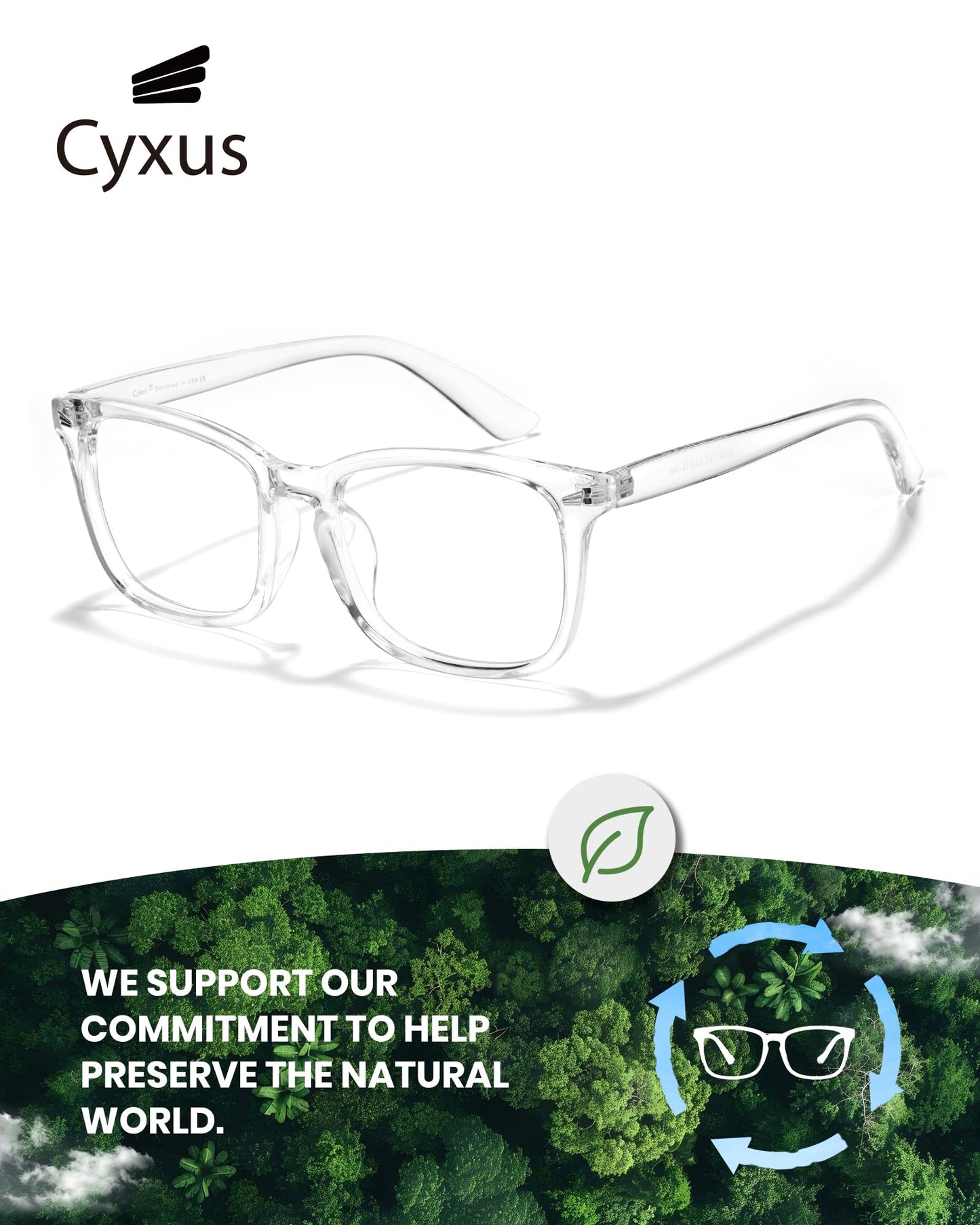 Cyxus Clear Blue Light Glasses for Women Men Reduce Eye Strain UV Blocking for Computer Screen