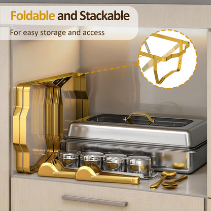 EffiQ-Rate Chafing Dishes for Buffet, 2-Pack Hot Cold Food Warmer with Glass Lid, 9QT Large Capacity Stainless Steel Buffet Servers, Complete Set with Utensils for Catering Party Wedding Outdoor