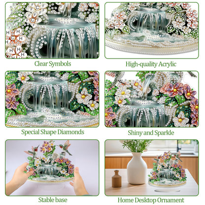 CEOVR Hummingbird Diamond Painting Tabletop Ornament, Bird Flower Diamond Art Kits for Adults, Special Shape DIY 5D Gem Art Crafts, Acrylic Home Desktop Decor with Base, Box Kit, 7.67×7.87inch