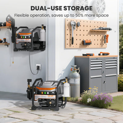 Giraffe Tools Crossfalls Retractable Pressure Washer Ultra, Max 2.6GPM 1650PSI with Brushless Motor, Wall Mount Electric Power Washer with 50ft Pressure Hoses, 4-Nozzle, Foam Cannon, Automatic Rewind