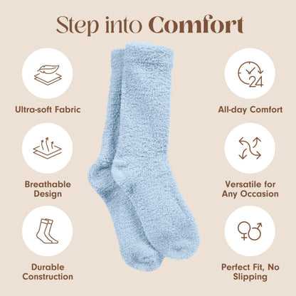 Unboxme Gifts Warm & Cozy Ultra-Luxe Cloud Socks for Women & Men - Super Soft Luxurious Fabric Sleep Socks for Him & Her, Blue 1 Pair