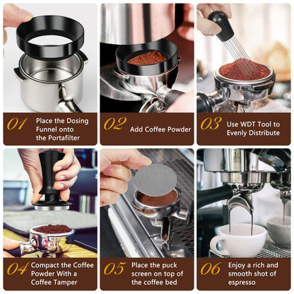 Y-Step 25 PCS Espresso Accessories Kit, Espresso Tamper Kit Coffee Tamper Set, 51mm Espresso Tamper with Spring Loaded Calibrated, 51mm Espresso Puck Screen and Dosing Funnel, WDT Tool, Latte Art Kit