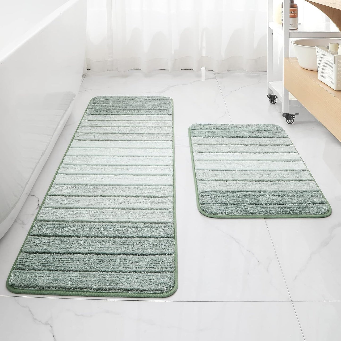 Kmson 2 Piece Ombre Bathroom Rugs Set, Non Slip, Quick Drying, Ultra Soft Bath Carpet for Bedroom Floor, Living Room,