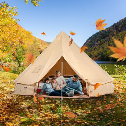 Happybuy Canvas Bell Tent, 4 Seasons Breathable 100% Cotton Canvas Yurt Tent - w/Stove Jack, 13.1ft / 4m Luxury Glamping Tent Waterproof Canvas Tents for Family Camping Outdoor Hunting Party