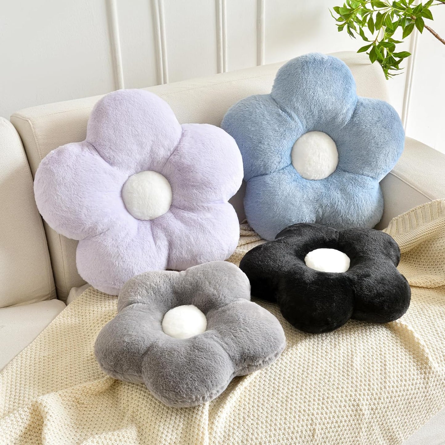 15 Inches) Flower Pillows, Soft Flower Shaped Pillow with Home Decorative for Couch Chair Bed,Flower Floor Throw