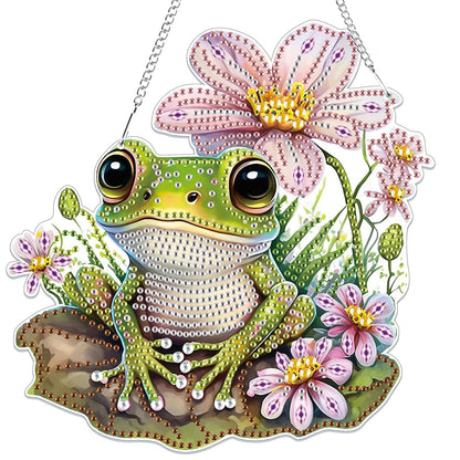 Bowetile Frog Diamond Art Hanging Kits for Adults, 5D Special Shape Diamond Painting Pendant Kits, Animal Gem Art Suncatchers Painting Ornament for Home Garden Wall Decor