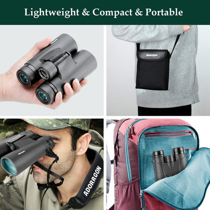 Adorrgon 12x42 HD Binoculars for Adults High Powered with Phone Adapter, Tripod and Tripod Adapter - Large View Binoculars with Clear Low Light Vision - Binocular for Bird Watching Cruise Travel