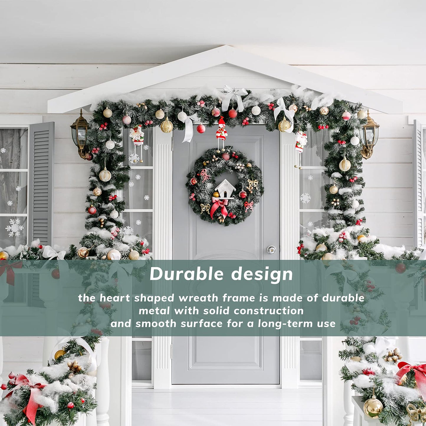 Hotop 15 Pcs 12'' Metal Wreath Frame Wire Rings Crafts Wreath Making for Christmas New Year Valentines Decoration, Dark Green