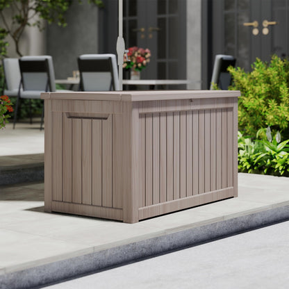 Yardgrace 270 Gallon Outdoor Storage Box Waterproof Large Resin Deck Box Indoor/Outdoor Lockable Storage Container and Seating for Garden, Pool, and Patio (270 Gallon, Grey)