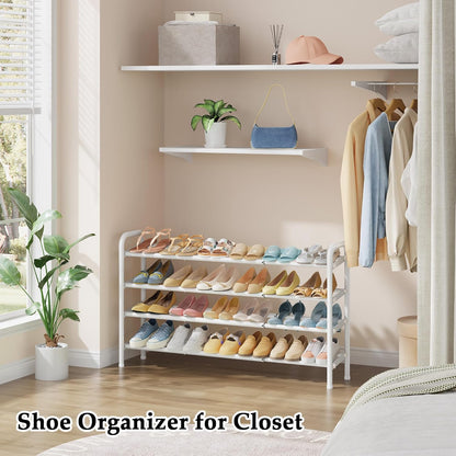 Closet,4 28 42, 24 Gewudraw Shoe Rack for Tier Shoe Organizer, Metal Shelf Can Expandable to for Bedroom, Entryway