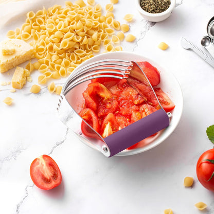 Spring Chef Large Purple Dough Blender, Heavy Duty Stainless Steel Dough Cutter Tool for Baking