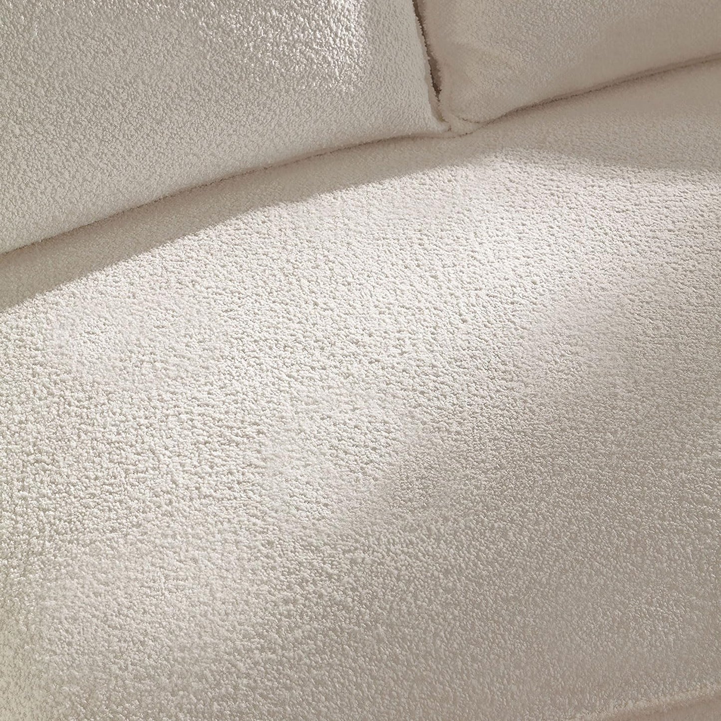 KEIKI 129" Luxury Curved Boucle Sectional Sofa with Left Chaise, Upholstered Modern Style Oversized 5-Seater Couch with Thickened Seat Cushions, Easy Assembly, for Apartment, Living Room, White