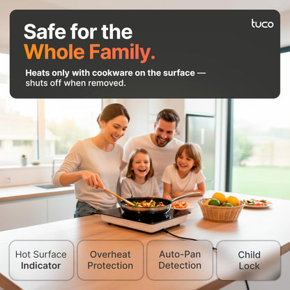 TUCO Portable Induction Cooktop Burner Hot Plate Electric Stove with Shatter-Proof Ceramic Glass, LCD Sensor Touch, ETL Certified, 20 Cooking Modes, 1800 Watts