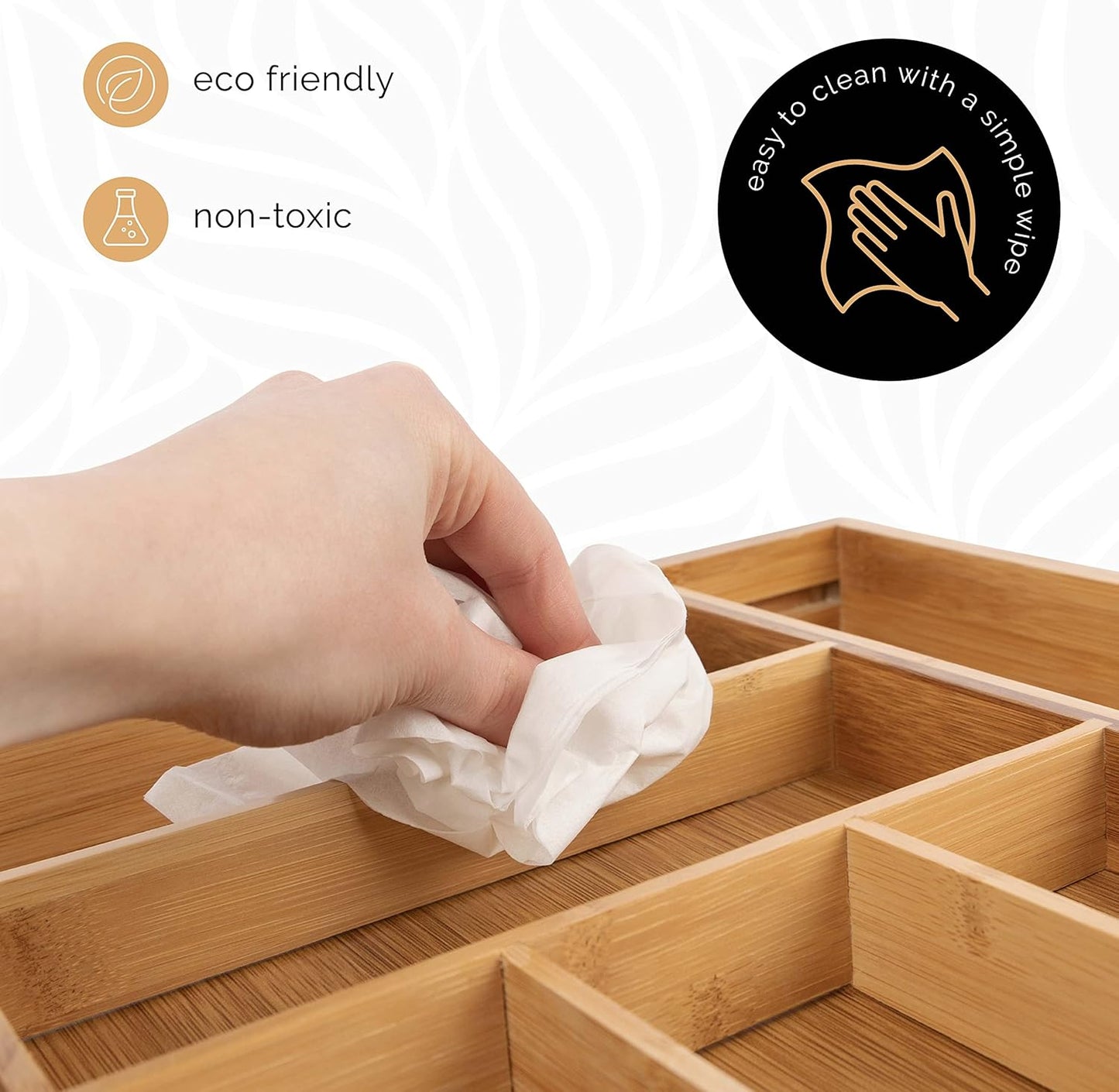 Masirs Expandable Bamboo Kitchen Drawer Organizer - Durable Construction, Ideal for Silverware, Utensils, and Office