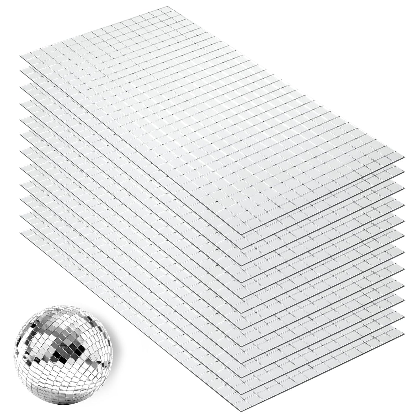 4500 Pcs 10x10 mm Self Adhesive Disco Mirror Tiles, Square Disco Mosaic Tiles, 4D Ball Disco Glass Stickers for Party Decoration, DIY Crafts & Art Collage