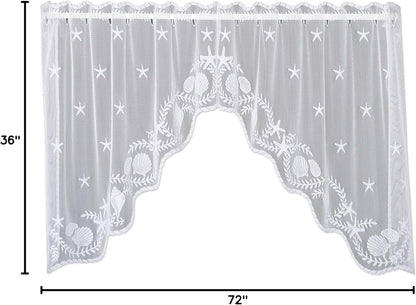 Heritage Lace White Tidepool Swag Pair - 72"X36"