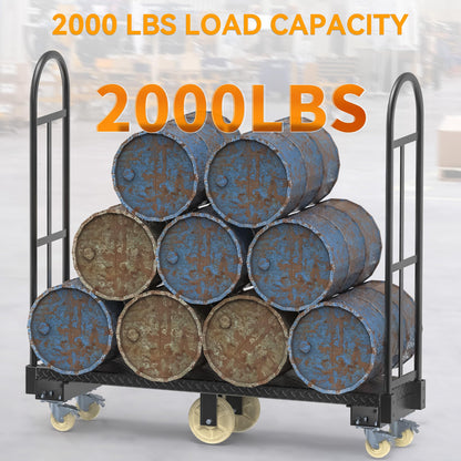 YINTATECH 2000lbs Heavy-Duty U-Boat Cart,63"*15.75"*61.5" U Boat Platform Dolly with 6 Casters(4 Swivel Wheels with Brake & 2 Solid Wheels) for Garage,Warehouse,Household