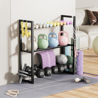 Pickpiff Adjustable 3-Tier Dumbbell Rack –Sturdy Heavy-Duty Metal Weight Storage Stand for Dumbbells and More – Space-Efficient Home Gym Organizer – 600 lb Capacity (Dumbbells Not Included)