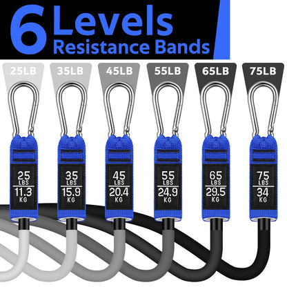WALITO Resistance Bands Set - Exercise Bands with Handles, Door Anchor, Legs Ankle Straps, for Heavy Resistance Training, Physical Therapy, Muscle Training, Yoga, Home Workouts, Gym