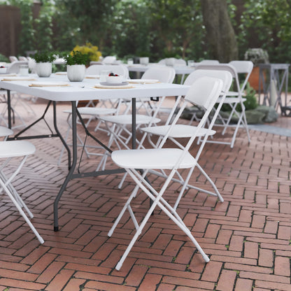 UPGORILO Set of 10 Folding Plastic Chairs in White - 650 lbs. Static Weight Capacity per Chair