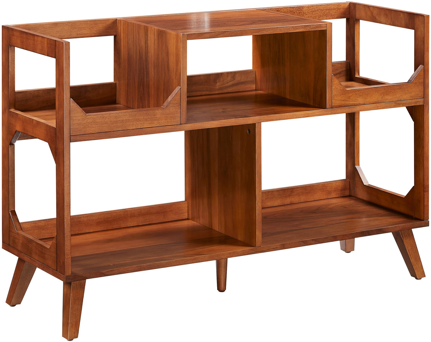 Crosley Furniture Asheville Mid-Century Modern Media Console Record Player Stand, Storage for Vinyl Records, Large, Walnut
