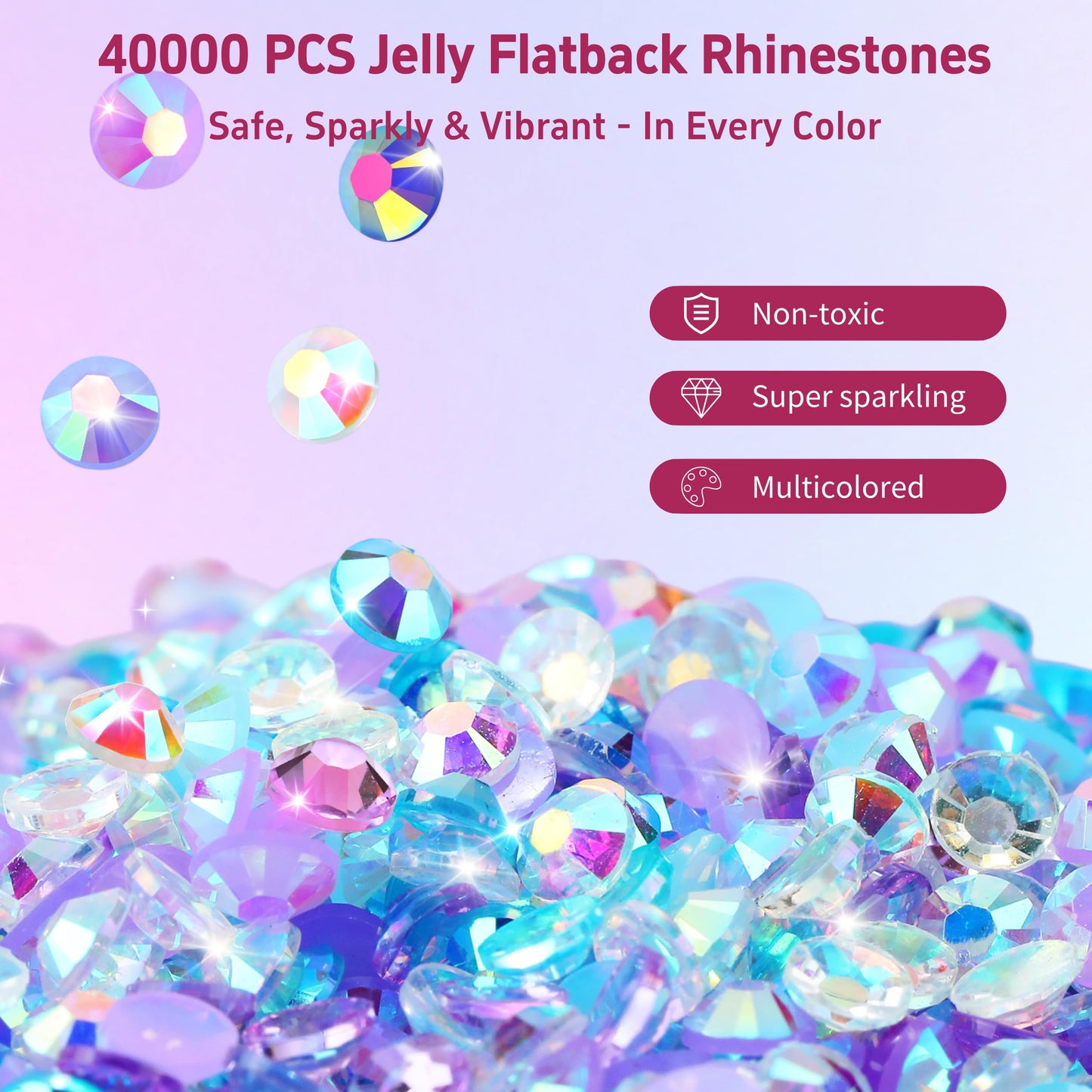 40 Colors Rhinestones Bedazzling Kit, 40000Pcs 3mm Flatback Rhinestones for Bedazzling with B7000 Glue, Tweezer & Pickup Pen, Sparkle Bedazzled Kits for Nail Art DIY Crafts Shoes Phone Case