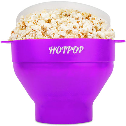 The Orginal HotPop Silicone Popcorn Maker - Microwave Popcorn Popper with Handles - Collapsible Bowl, Heat-Resistant, Easy to Clean, Ideal for Family Movie Nights, 15-Cup Capacity - Red