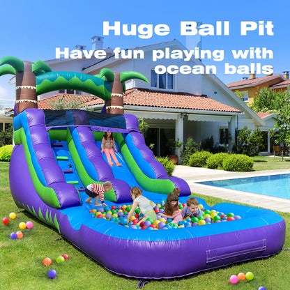 iLink-outer Inflatable Commercial Grade Water Slide with Water Tube and Blower for Kids and Adults All Age 21 x 12 x 9 FT Wet and Dry Huge PVC Pool for Summer Party