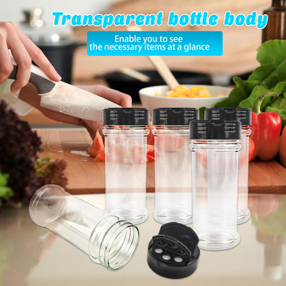 20 Pack 6 oz Plastic Spice Jars with Black Shaker Cap Clear Empty Spice Bottles with Shaker Lids Seasoning Container for Storing Spice Seasoning Powder