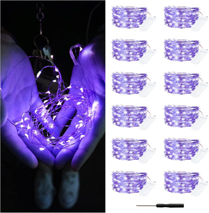 12 Pack Lights7FT 20LED Bexdir Fairy Lights Battery Operated String Waterproof Silver Wire Christmas Lights