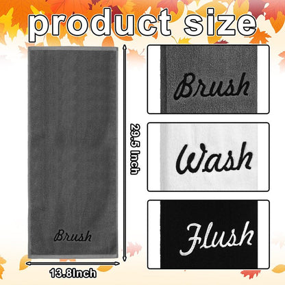 Peryiter 3 Pcs Farmhouse Decorative Hand Towels for Bathroom Kitchen 13.8" x 29.5" Rustic Embroidered 100% Cotton Bath Towels Set for Boho Bathroom Decor Gifts(Brush Wash Flush)