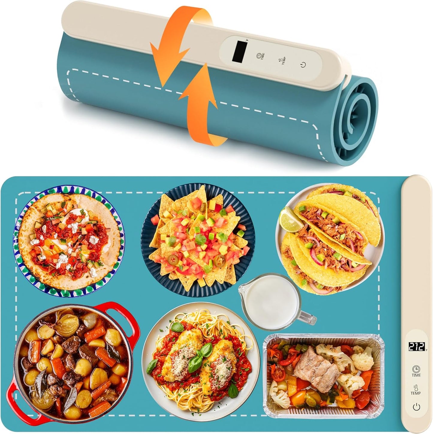 Warmer,6 Settings,Fast Warming Mat for Food, Home Essentials Food Temperature and Timer Heating, and Even Heat