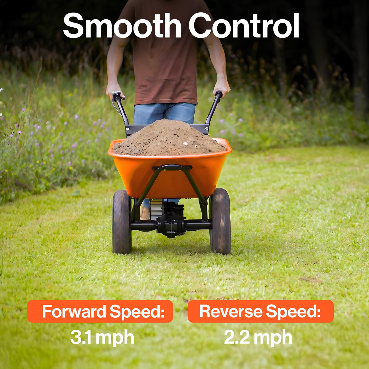 SuperHandy Electric Wheelbarrow – 48V Li-Ion Battery,330 lbs (150 kg) Capacity, 85L Steel Powder Coated Tub, Material & Debris Hauler Utility Cart
