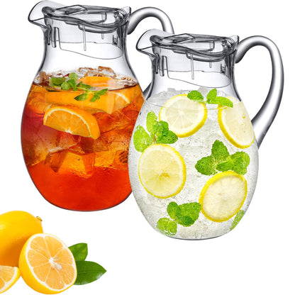 Amazing Abby - Bubbly - 2-Pack Acrylic Pitcher (72 oz), Clear Plastic Water Pitcher with Lid, Fridge Jug, BPA-Free, Shatter-Proof, Great for Iced Tea, Sangria, Lemonade, Juice, Milk, and More