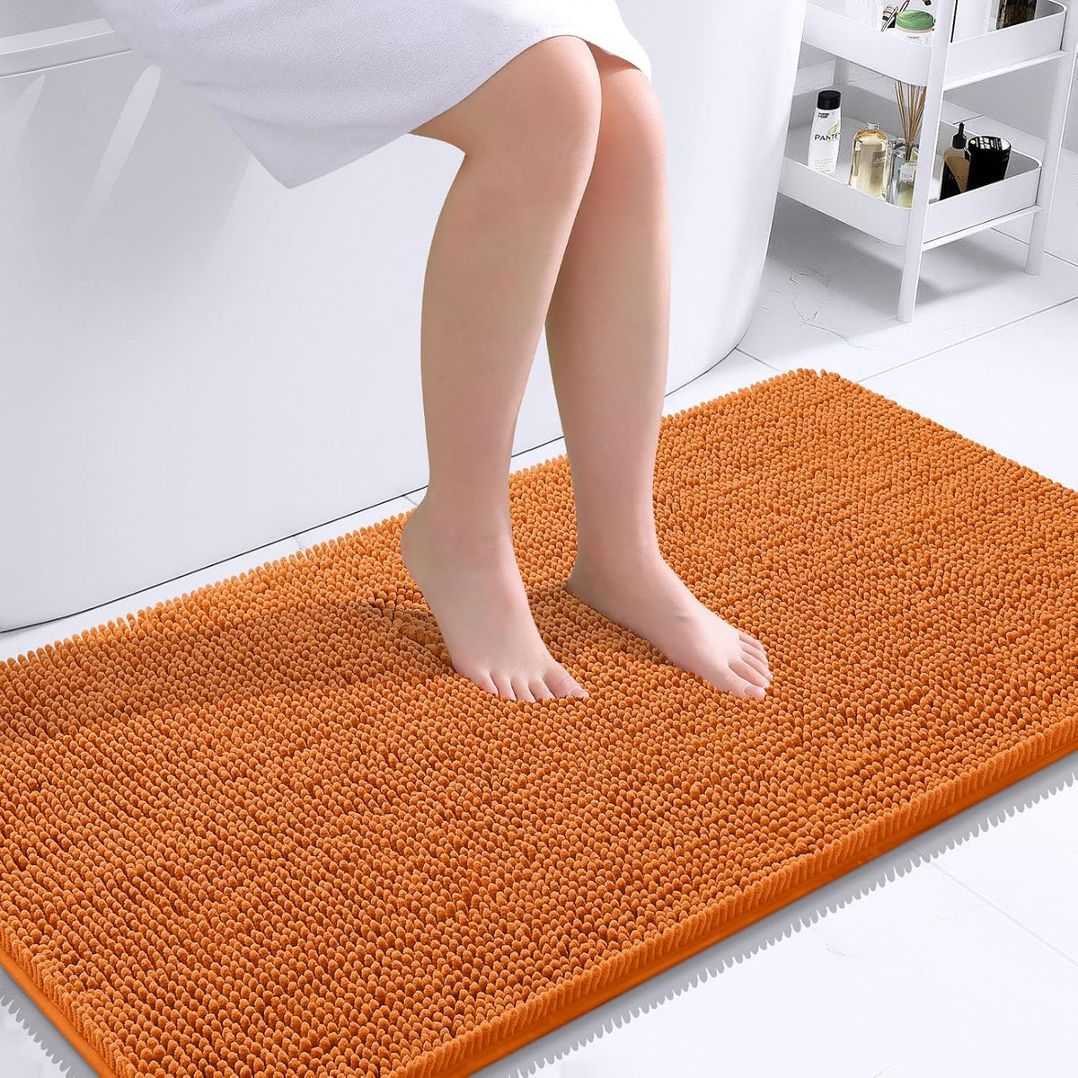 OLANLY Bathroom Runner Rugs - Extra Soft Chenille Bath Mats | Quick Dry, Machine Washable, 44x24, Clay