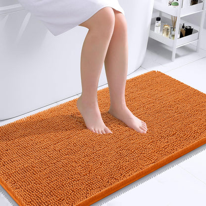 OLANLY Bathroom Runner Rugs - Extra Soft Chenille Bath Mats | Quick Dry, Machine Washable, 44x24, Clay