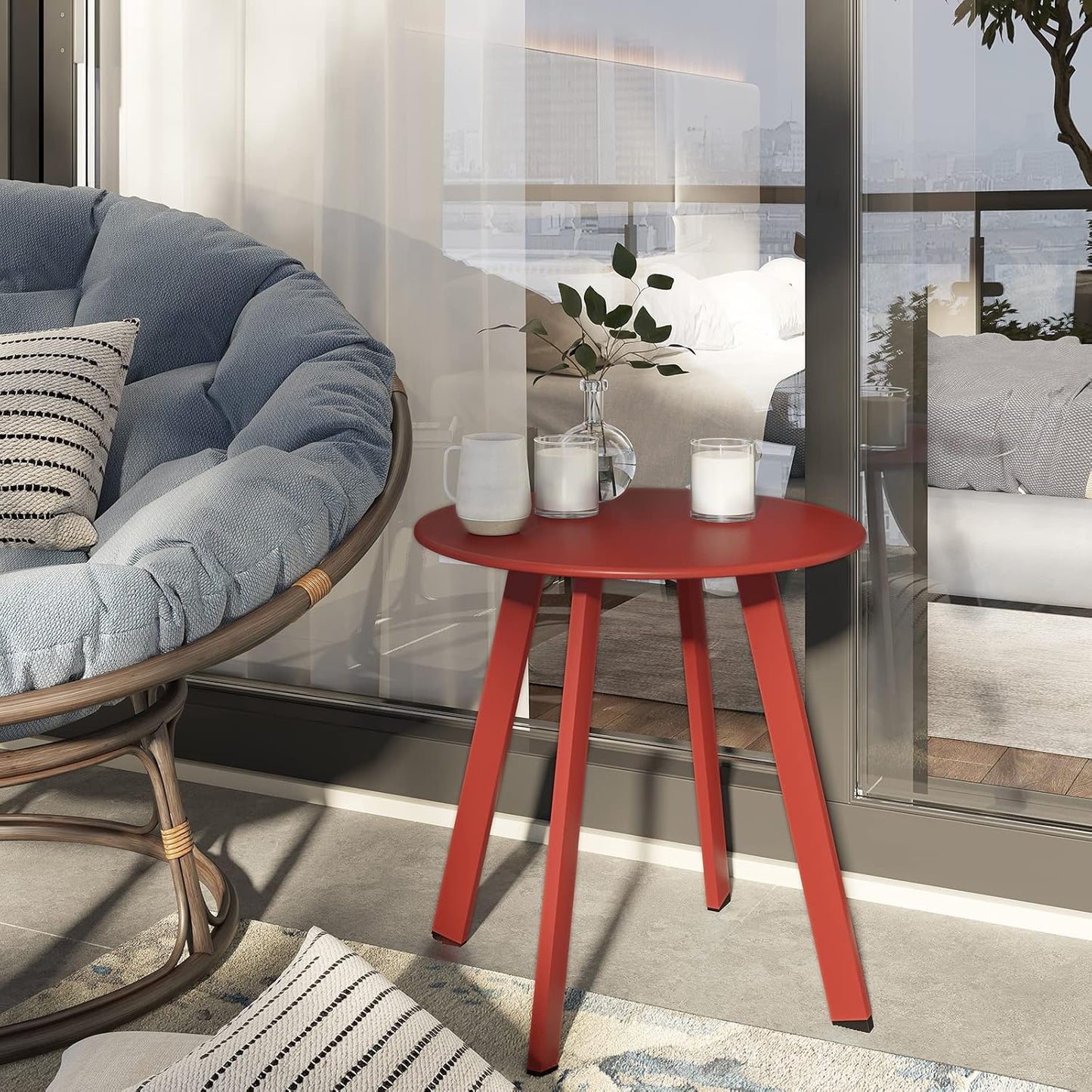 Stylish Round Outdoor Side Table - Small Accent Table for Patio & Balcony