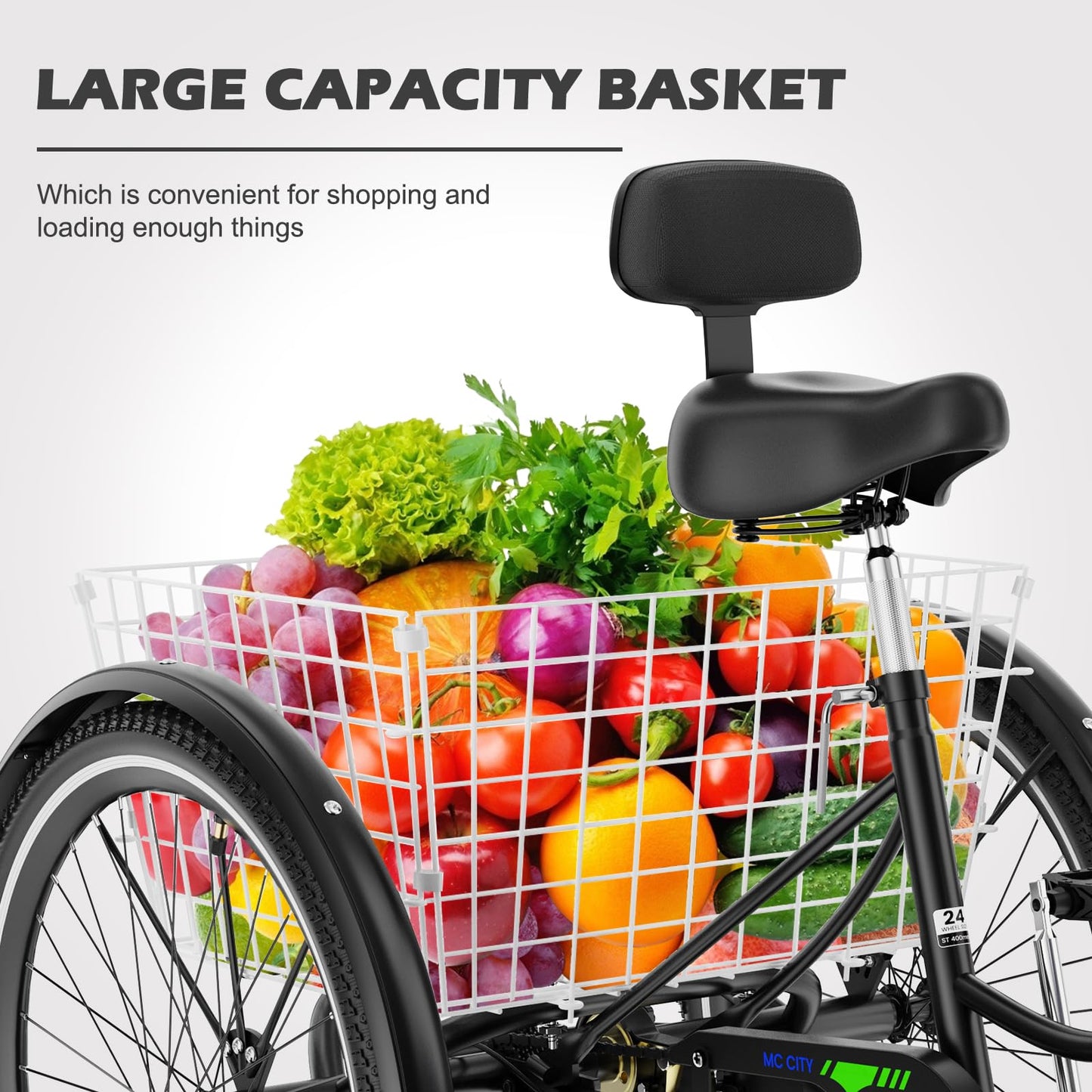 ABORON Adults Tricycle, 3 Wheels Bike for Adult, Tricycle for Adults, Double-Wall Wheel Rims, Tricycle for Women Men Exercise Outdoor Sports