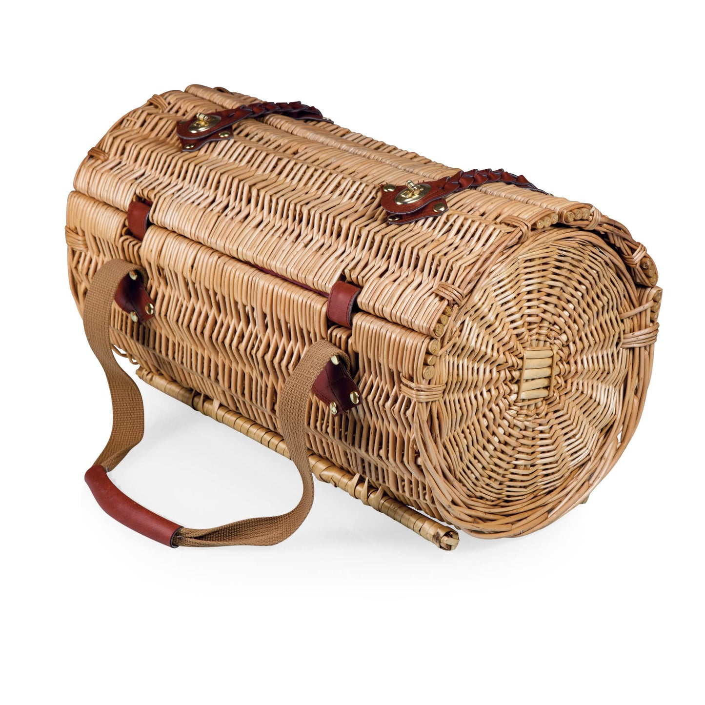 PICNIC TIME Verona Wine & Cheese Picnic Basket, Romantic English-Style Rounded Wooden Wicker Basket with Deluxe Service for 2, Fully-lined Interior and Handwoven, (Pine Green)