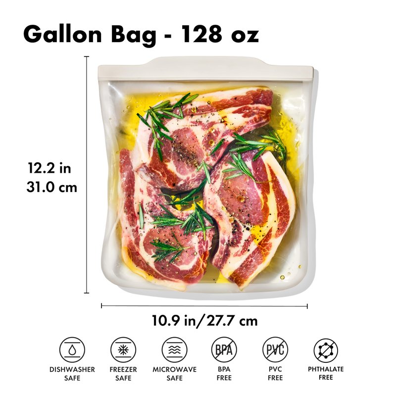 OXO Good Grips Silicone Reusable Bag – Gallon Bag (128 oz) - Oat